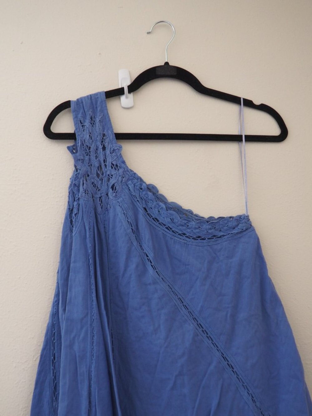 Free People Billie Battenburg One Shoulder Crochet Embroidered Dress sz M - Picture 10 of 10